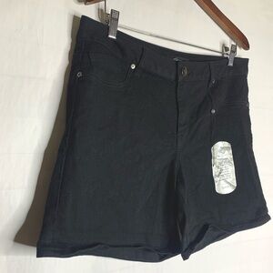 A3 Denim Size 16 Womens Black Denim High waisted Shorts Stretch NWT